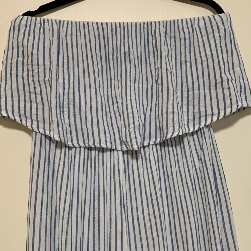 Japna woman size MEDIUM strapless striped blue pinstripe jumpsuit - Picture 3 of 4